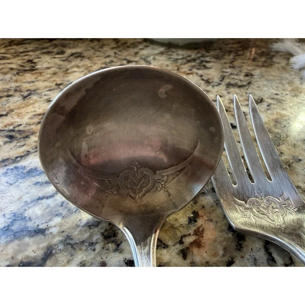 1929 Lady Doris Princess Silver Plate Gravy Ladle Meat Fork Antique WM Rogers